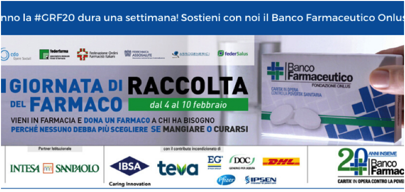 Nel 2020 la giornata di raccolta del farmaco si fa in 7: dal 4 al 10 febbraio doniamo un farmaco!