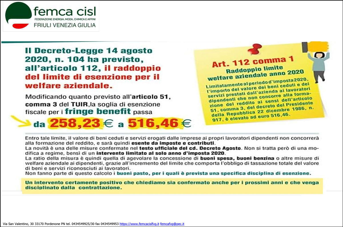 Raddoppia il limite di esenzione per il welfare aziendale